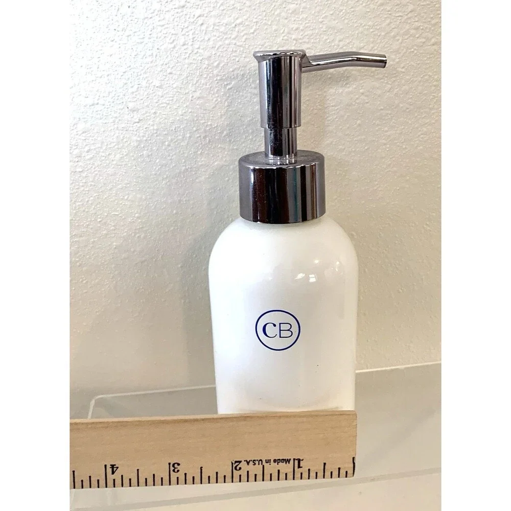 Reusable Liquid Dispenser Ceramic Jar w/Stainless Steel Pump Lotion Oils 6 Fl Oz